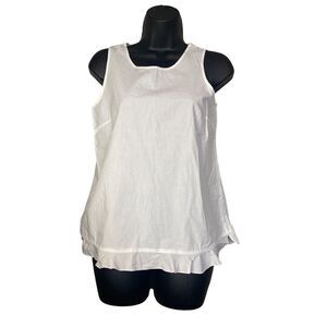 ZARA Basic White Sleeveless Tank Top Ruffled Bottom Basic Summer top